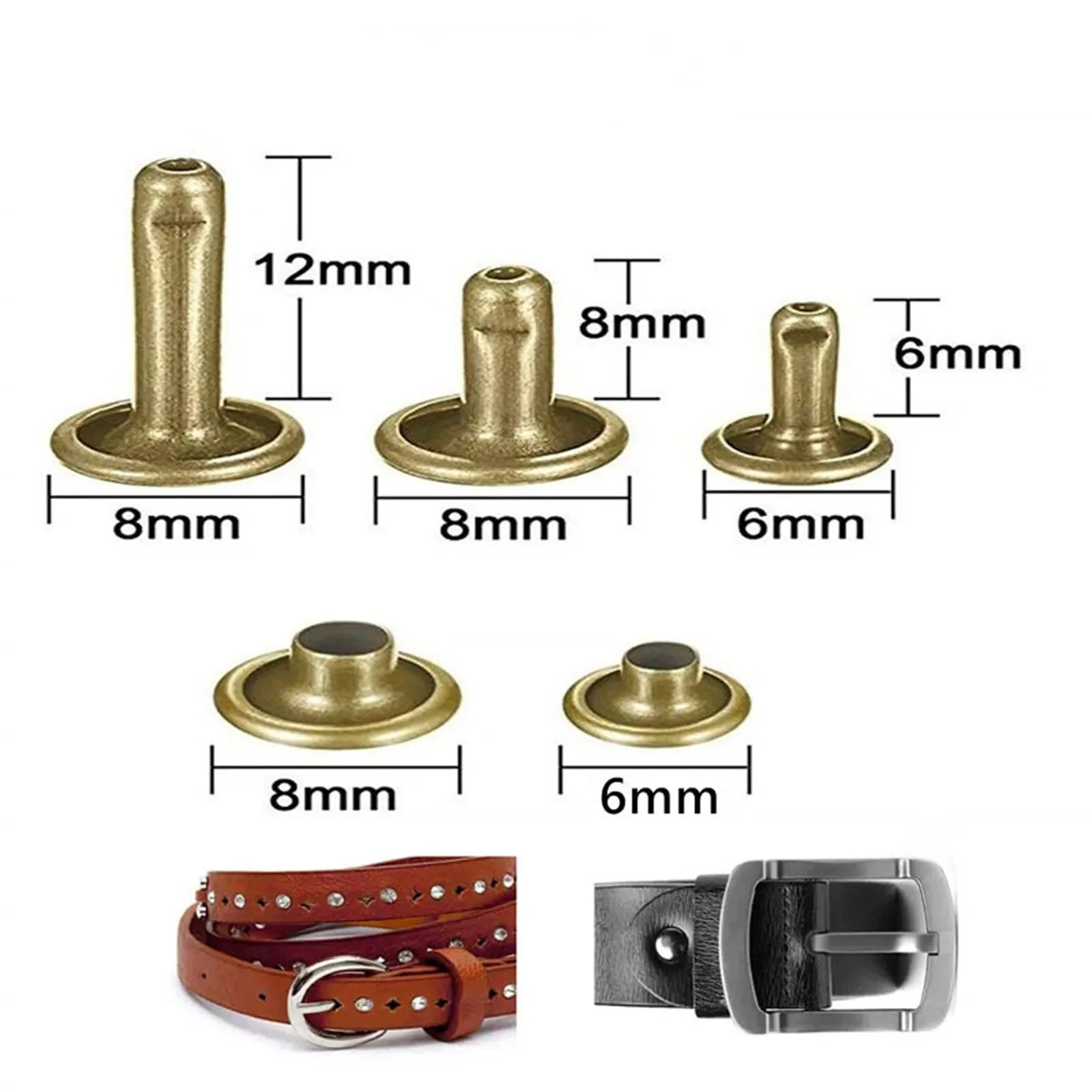 360Pcs Leather Craft Metal Double Cap Rivets Studs Fixing Tool Kit Hole Puncher