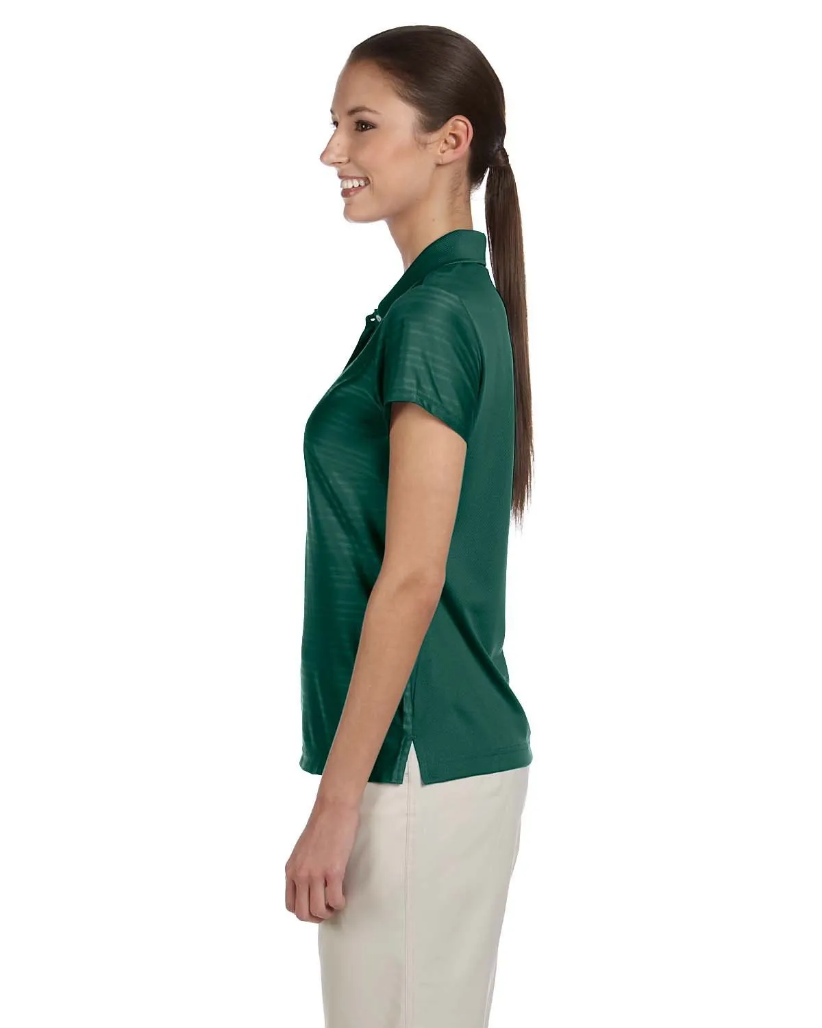 adidas Golf Ladies' climacool Mesh Polo A135 COLLEG GRN/ WHT