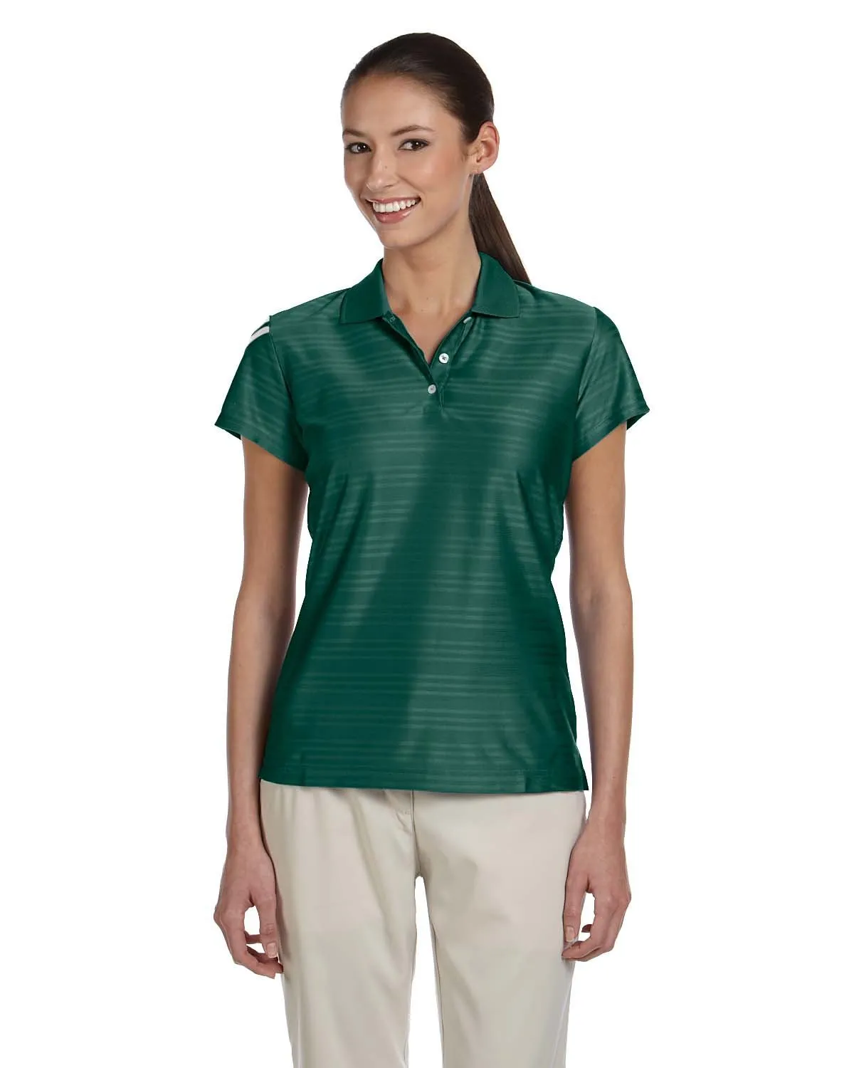 adidas Golf Ladies' climacool Mesh Polo A135 COLLEG GRN/ WHT