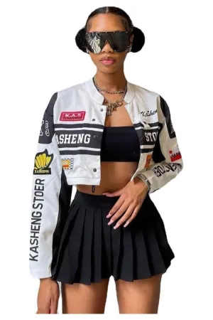 American short retro Motorcycle Jacket Women's