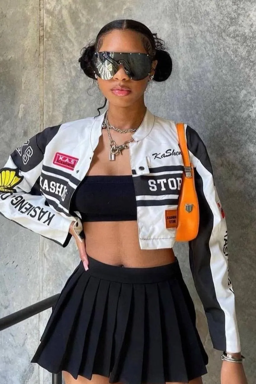 American short retro Motorcycle Jacket Women's