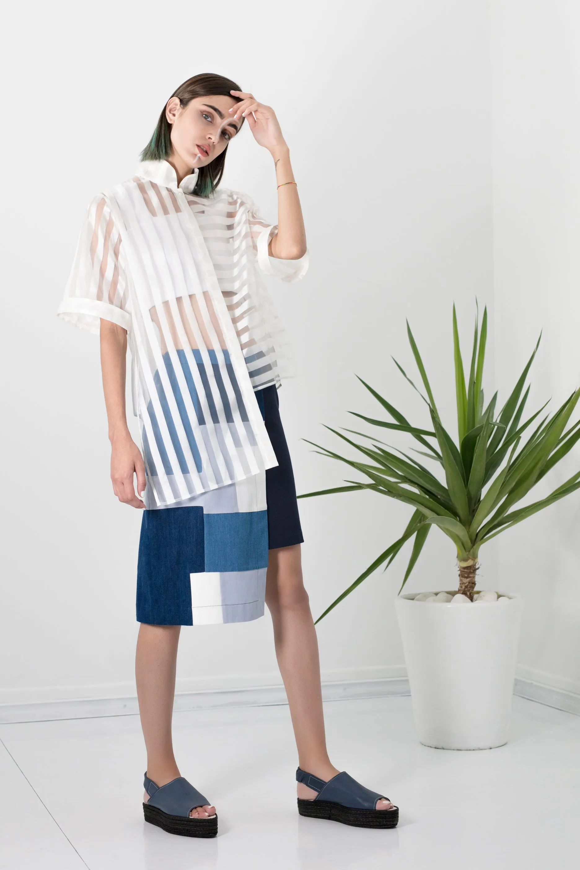 Asymmetrical patchwork skirt