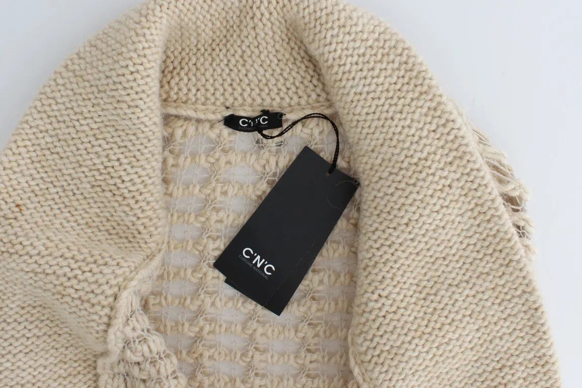 Beige cardigan heavy-weight sweater
