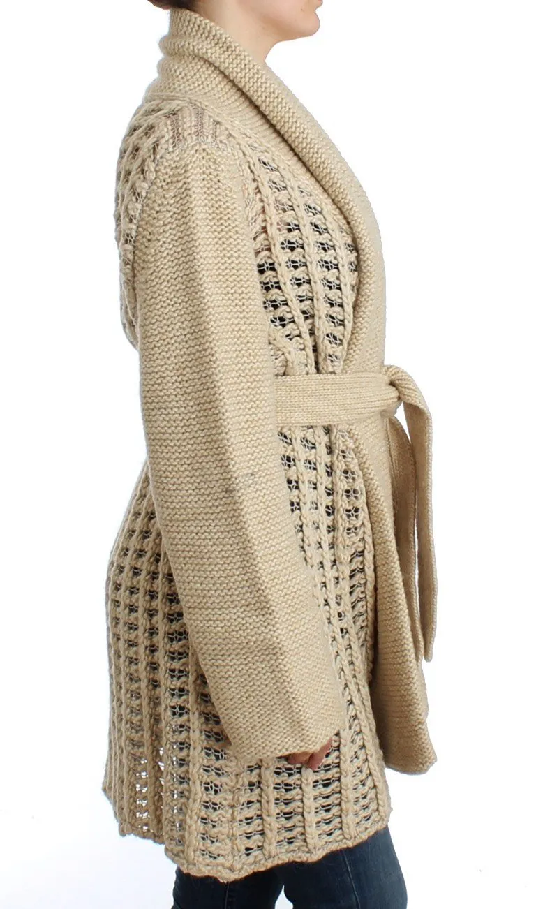Beige cardigan heavy-weight sweater