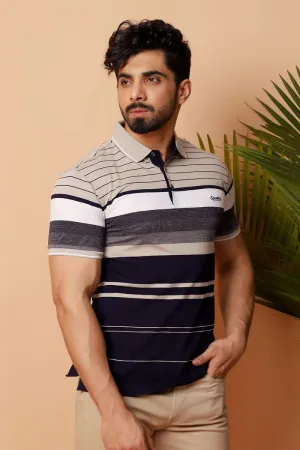 Beige Striped Polo