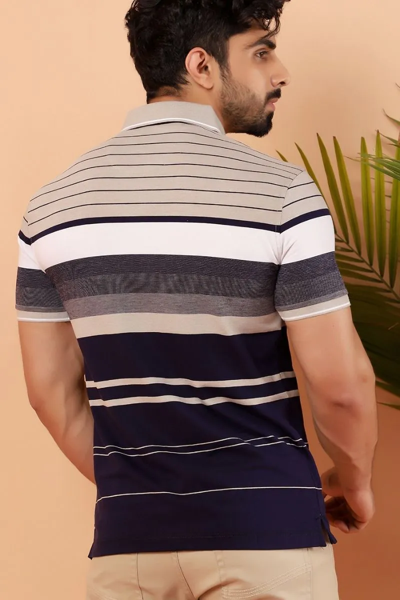 Beige Striped Polo