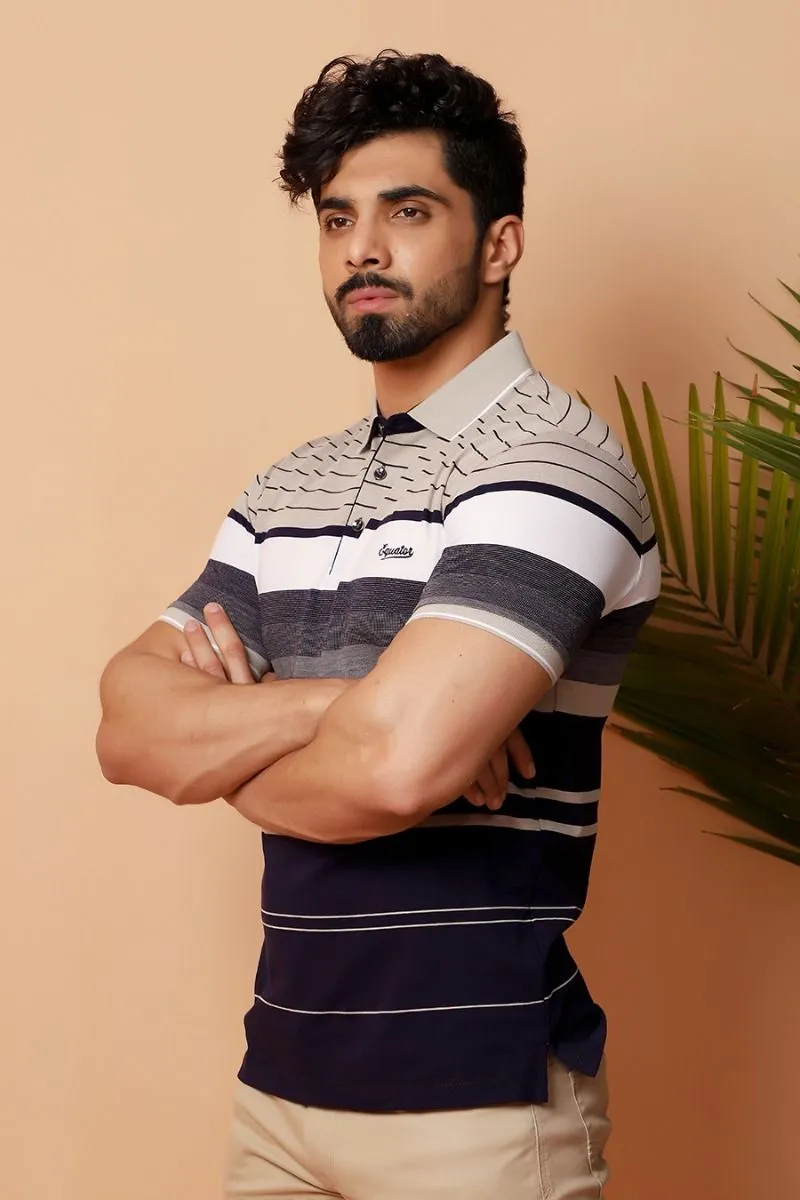 Beige Striped Polo