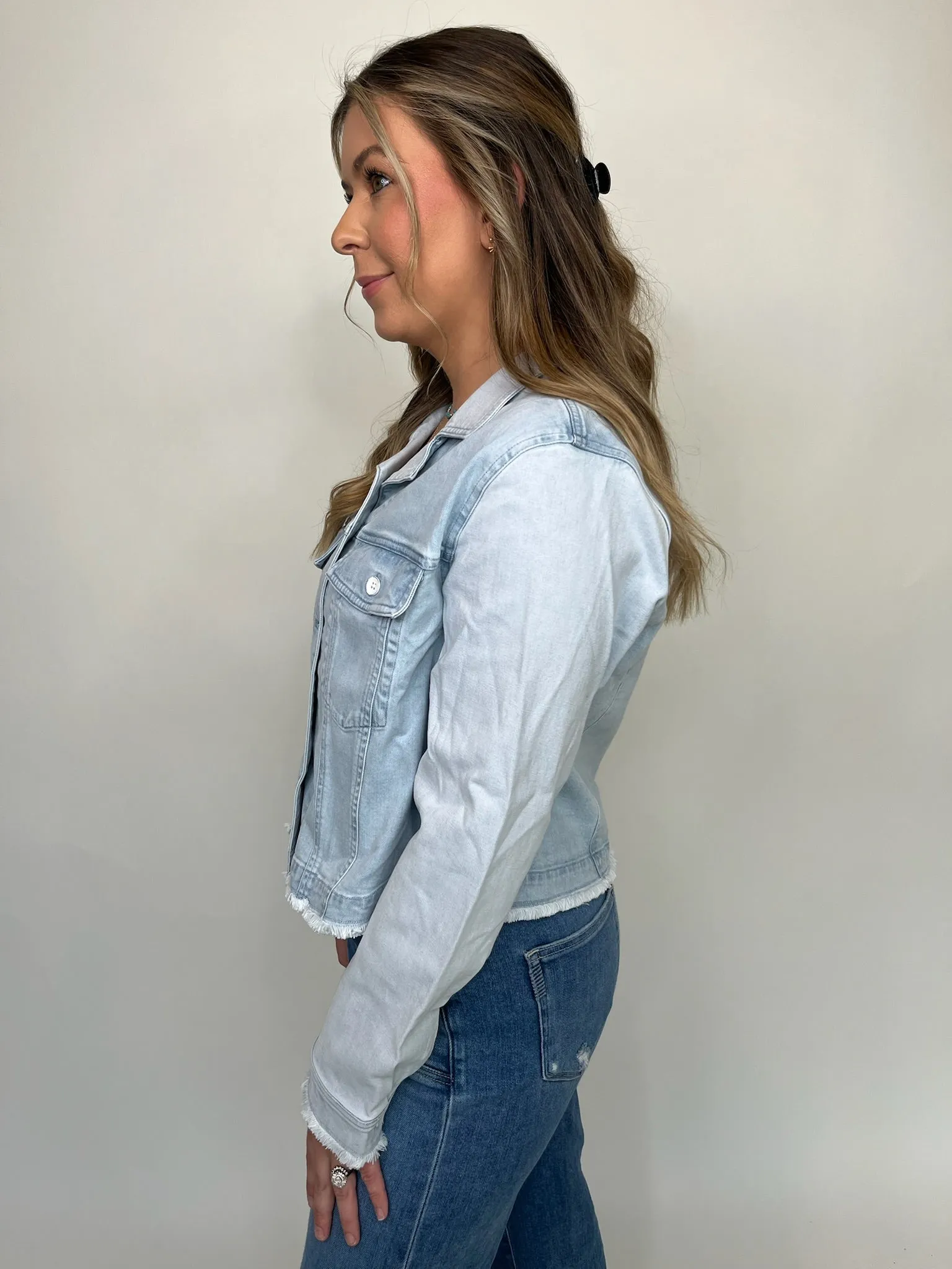 Bella Dahl Coco Fray Mix Denim Jacket
