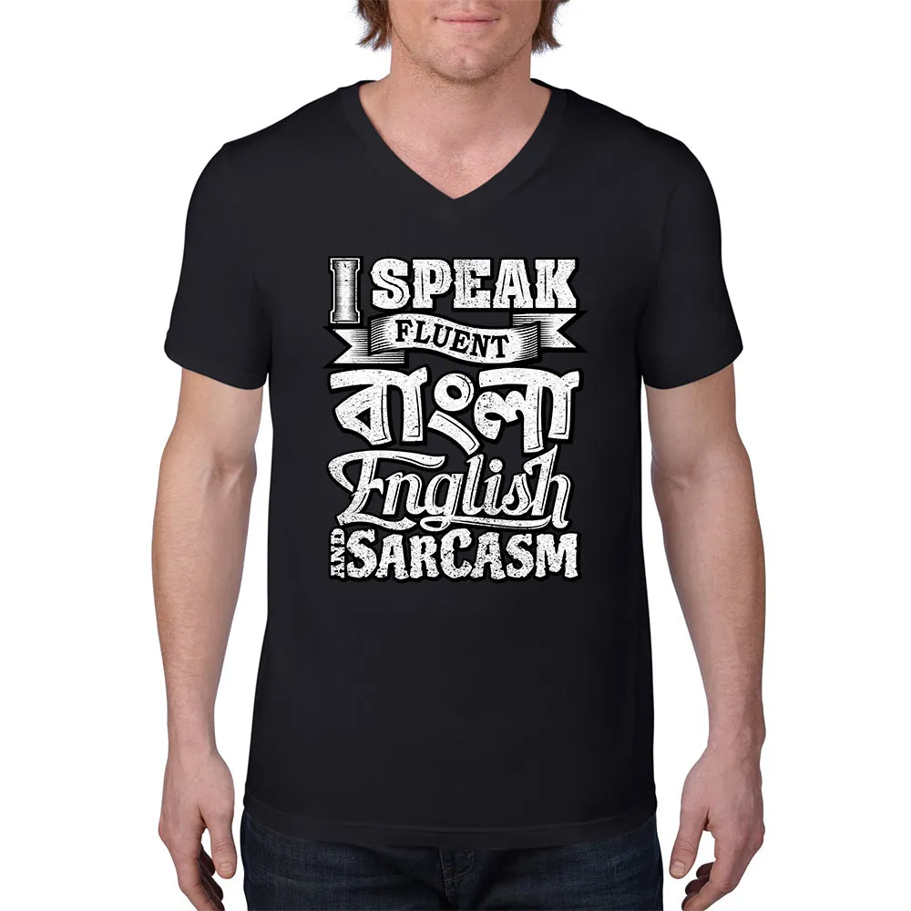 Bengali Lightweight Fashion V-Neck T-Shirt - I speak Sarcasm - Grunge