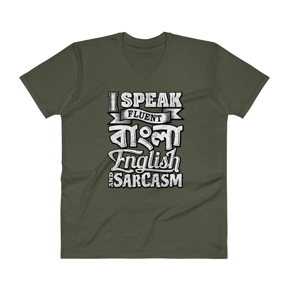 Bengali Lightweight Fashion V-Neck T-Shirt - I speak Sarcasm - Grunge