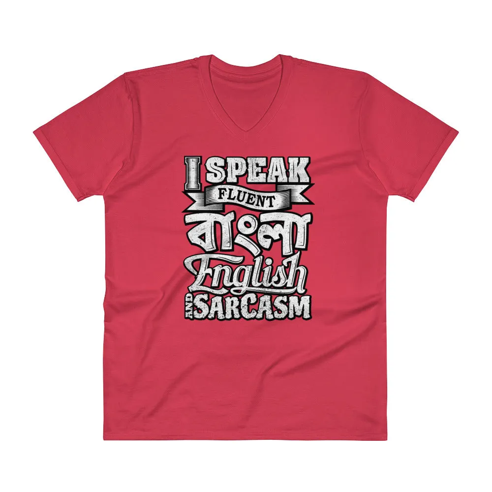 Bengali Lightweight Fashion V-Neck T-Shirt - I speak Sarcasm - Grunge