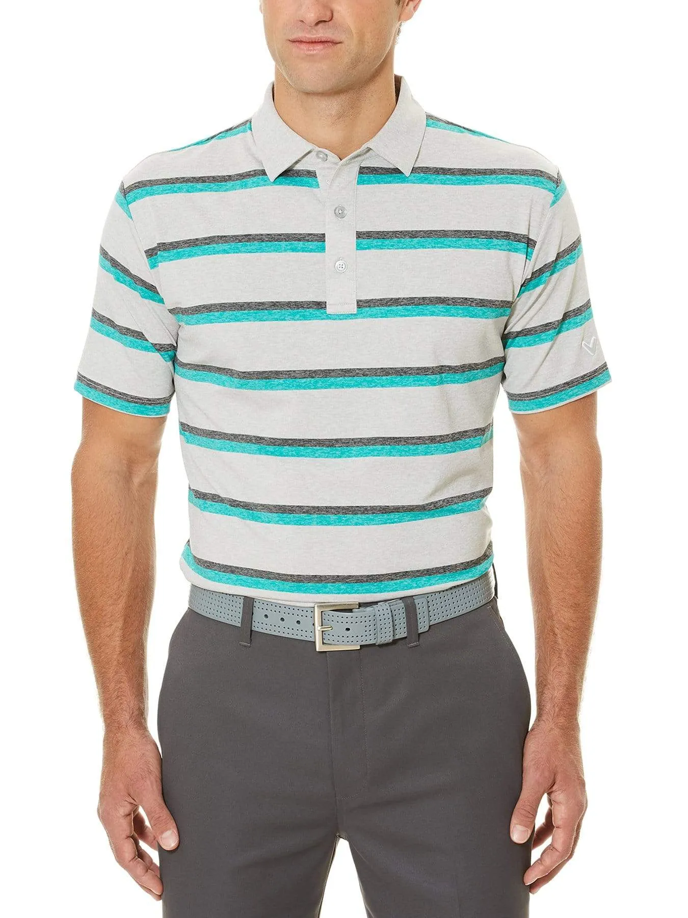 Big & Tall Opti-Soft Heather Printed Stripe Polo