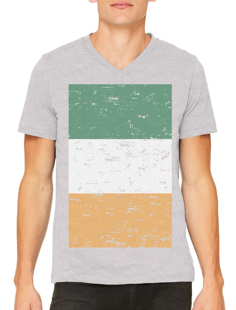 Big Faded Ireland Flag Men's V-neck T-shirt
