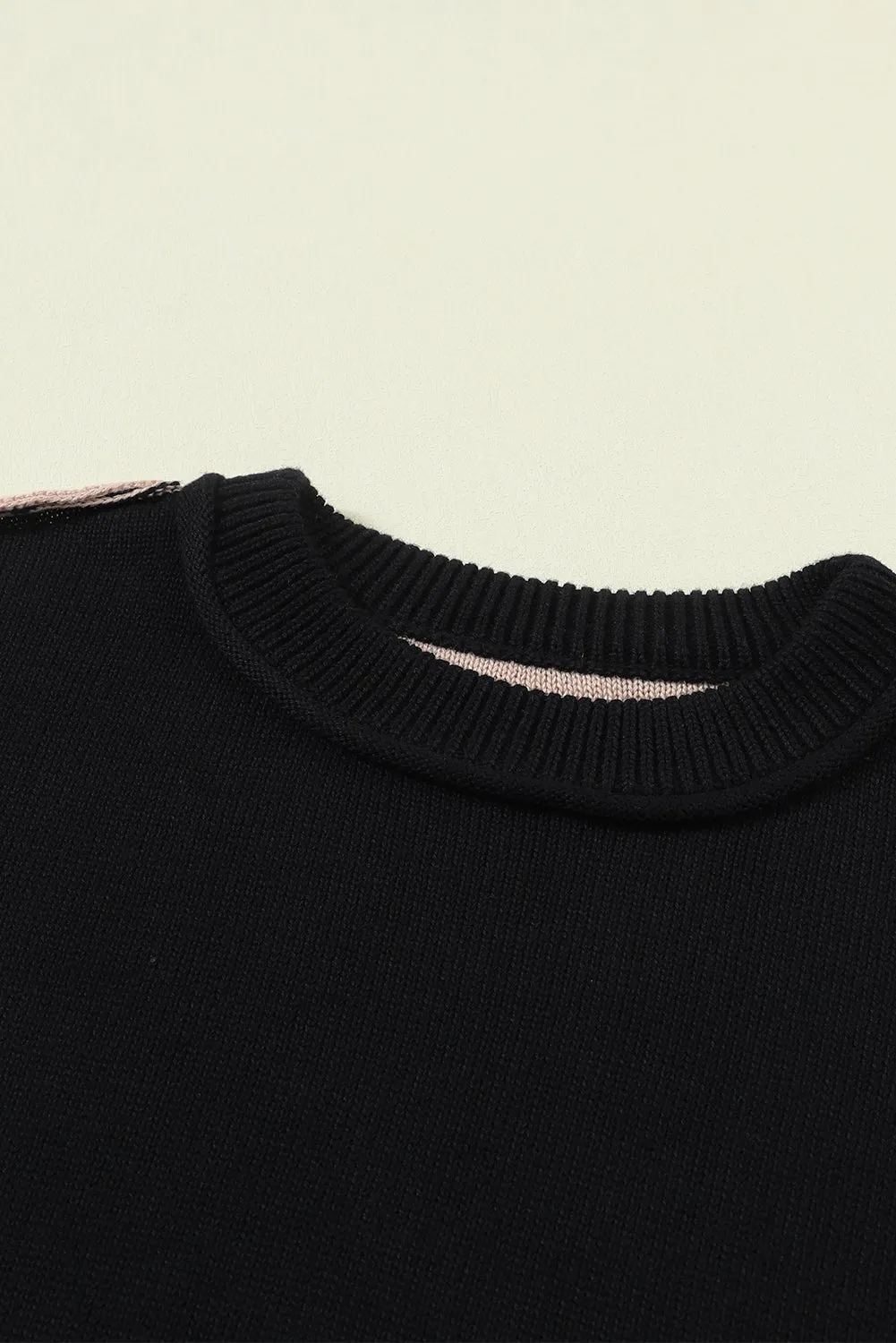 Bishop Sleeve Ribbed Trim Sweater