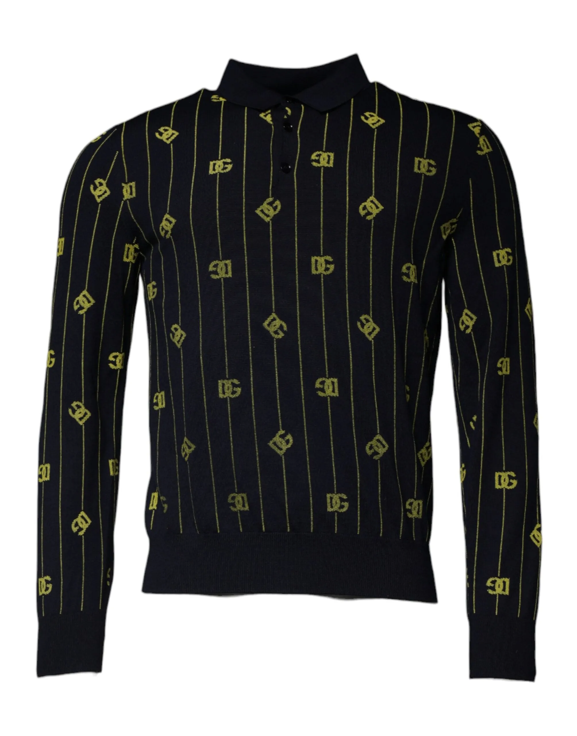 Black Monogram Mock Neck Pullover Sweater