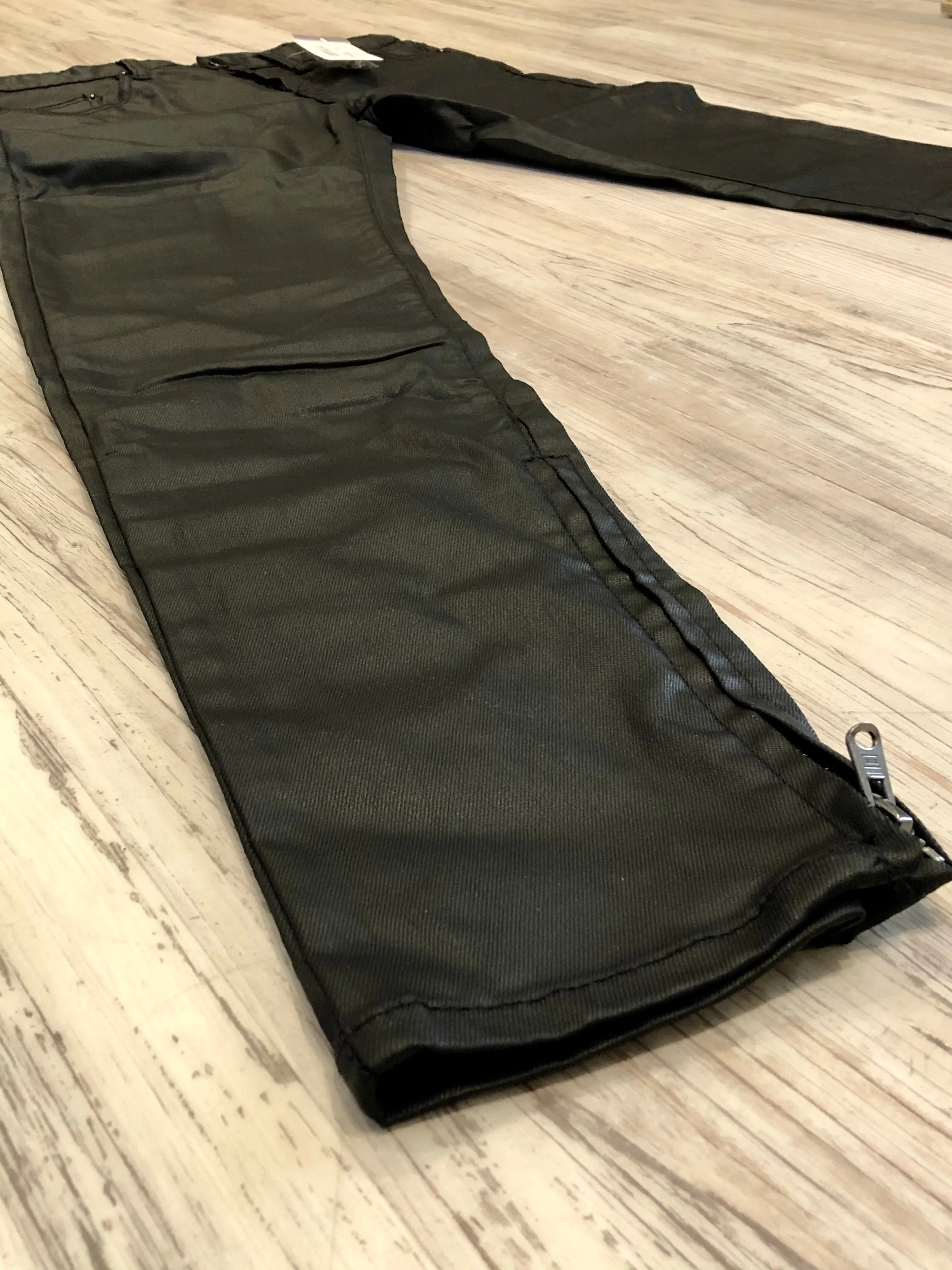 Black Wax Zipped Denim