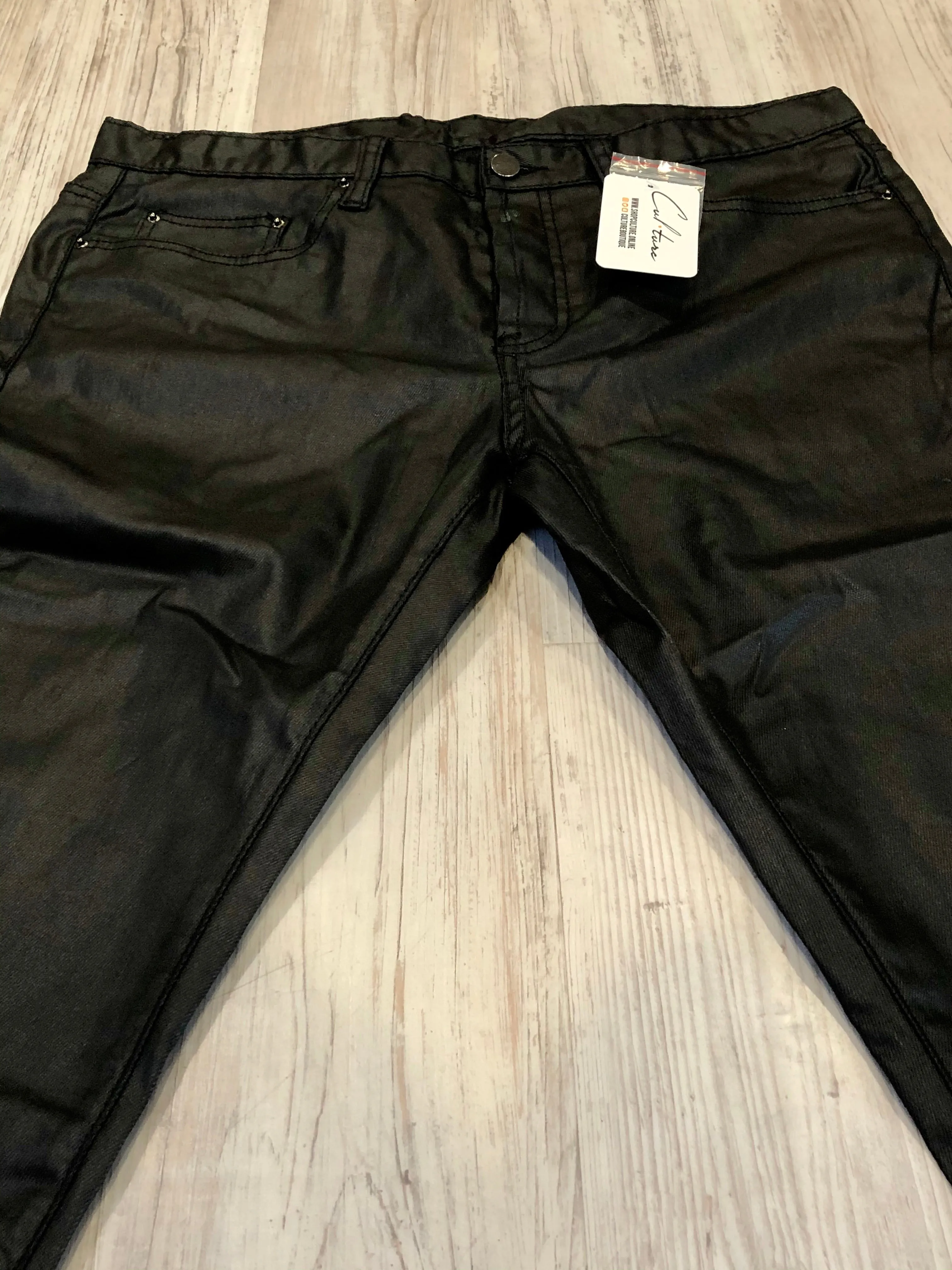 Black Wax Zipped Denim