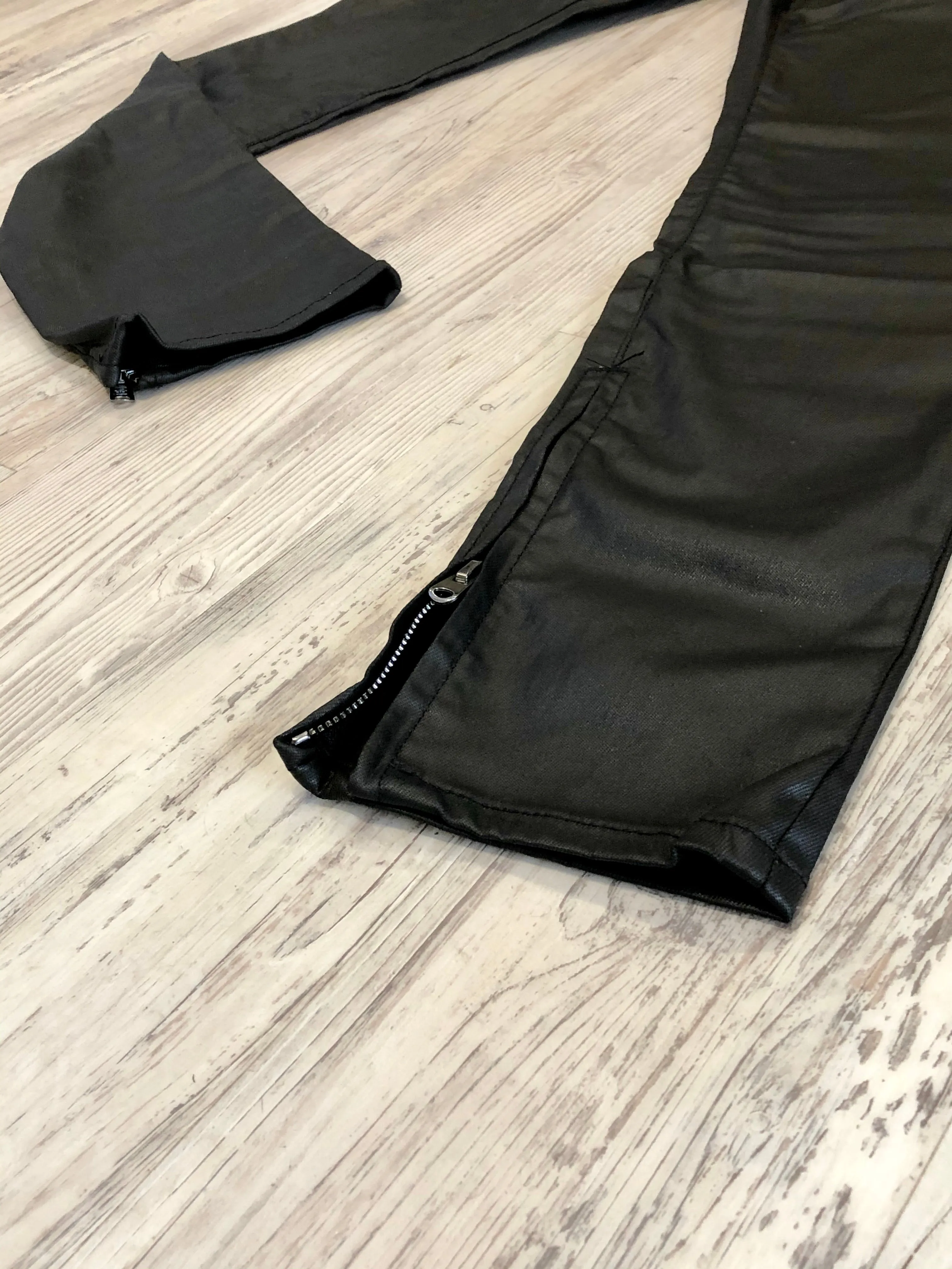 Black Wax Zipped Denim