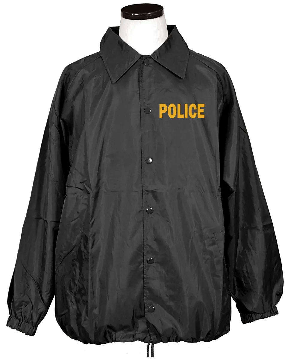 BLACK WINDBREAKER WITH GOLD POLICE I.D.