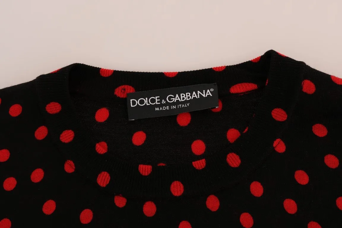Black Wool Polka Dot Pullover Sweater
