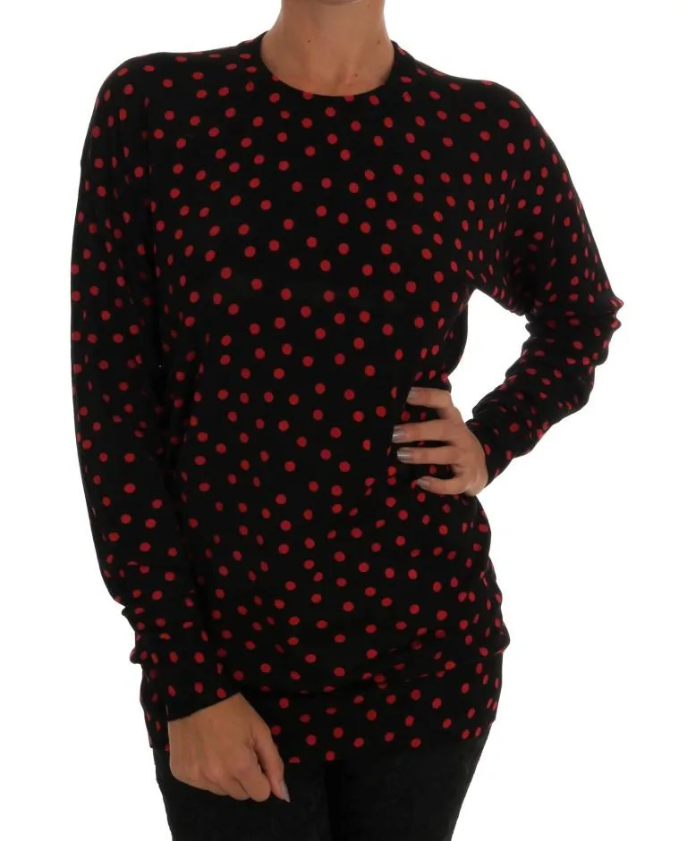 Black Wool Polka Dot Pullover Sweater
