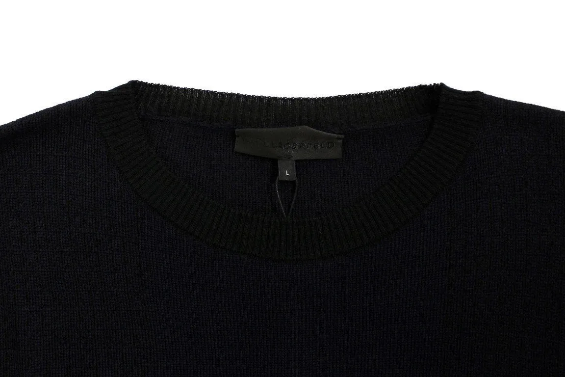 Blue crew-neck pullover sweater