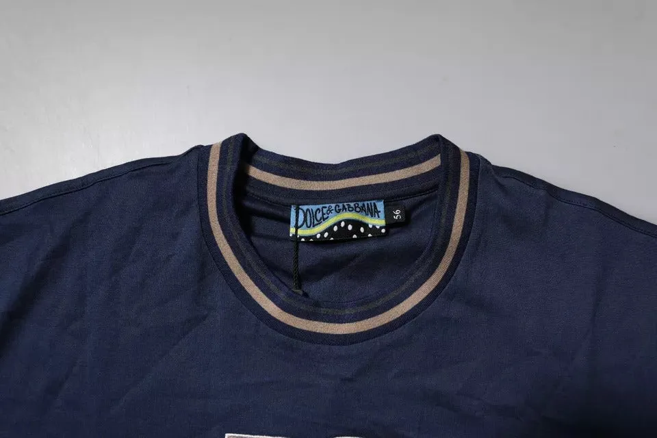 Blue Floral Logo CrewNeck Pullover Sweater