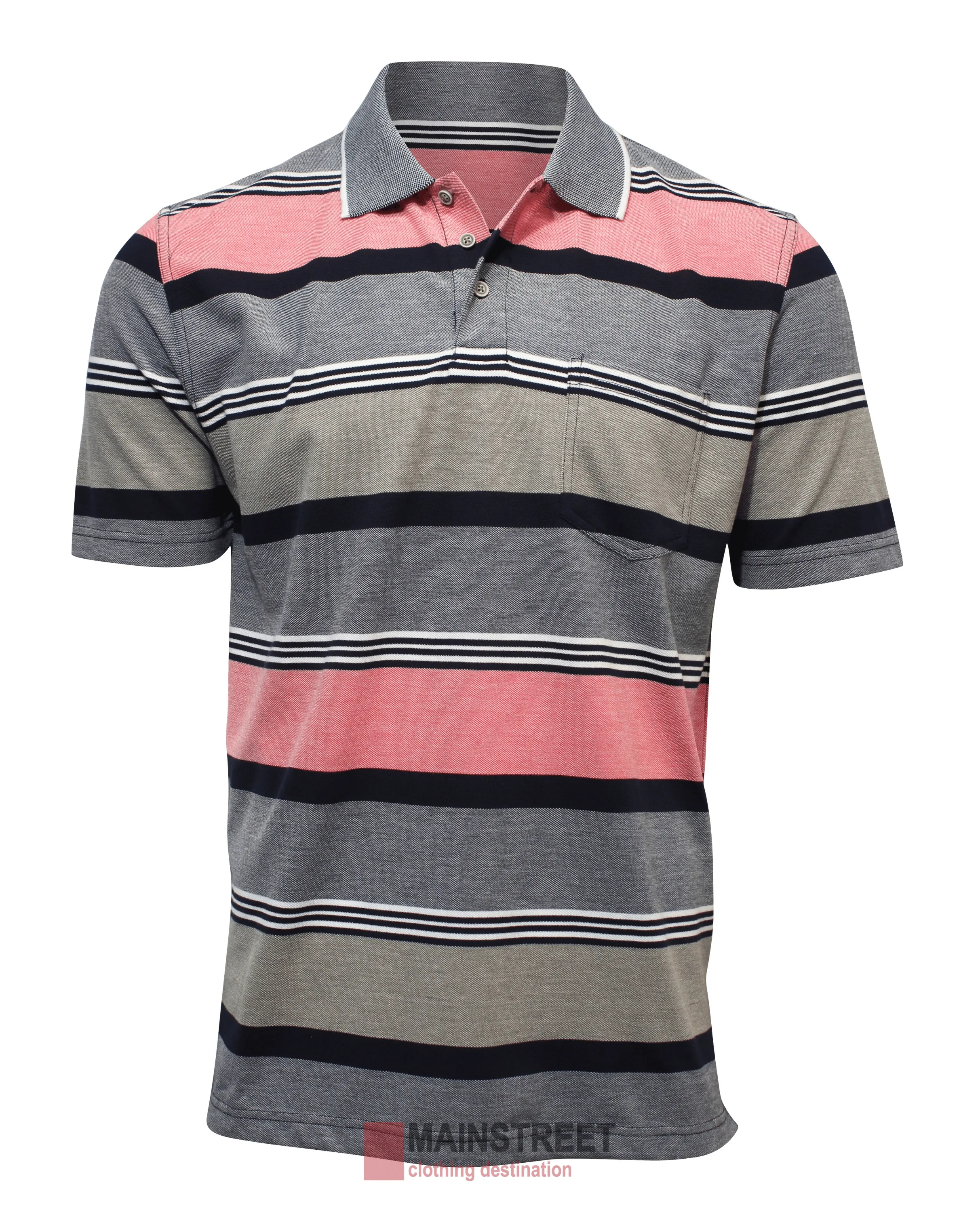 Blue Horizon Pique Striped Polo