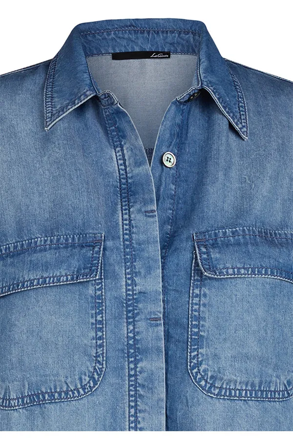BLUE LYOCELL LOOSE JACKET