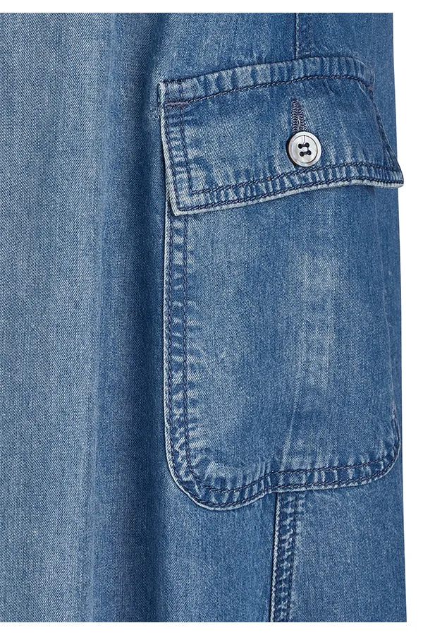 BLUE LYOCELL POCKET LONG SKIRT