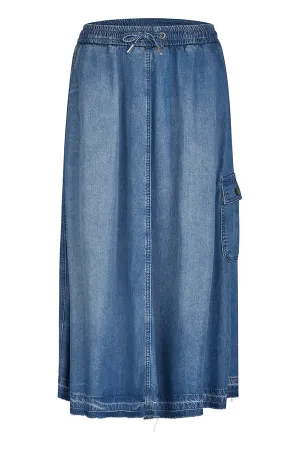 BLUE LYOCELL POCKET LONG SKIRT