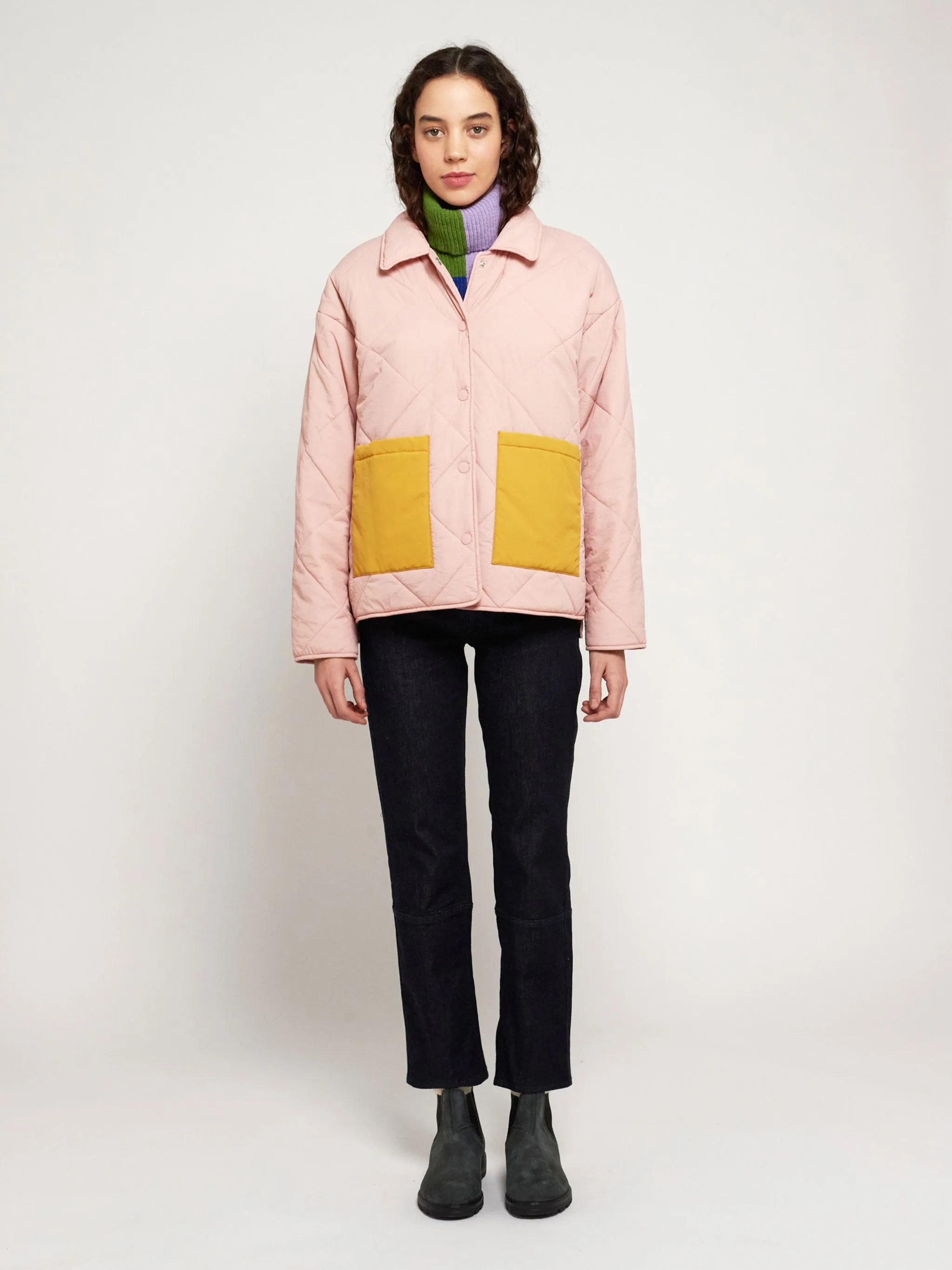 Bobo Choses Color block padded pink oversize jacket