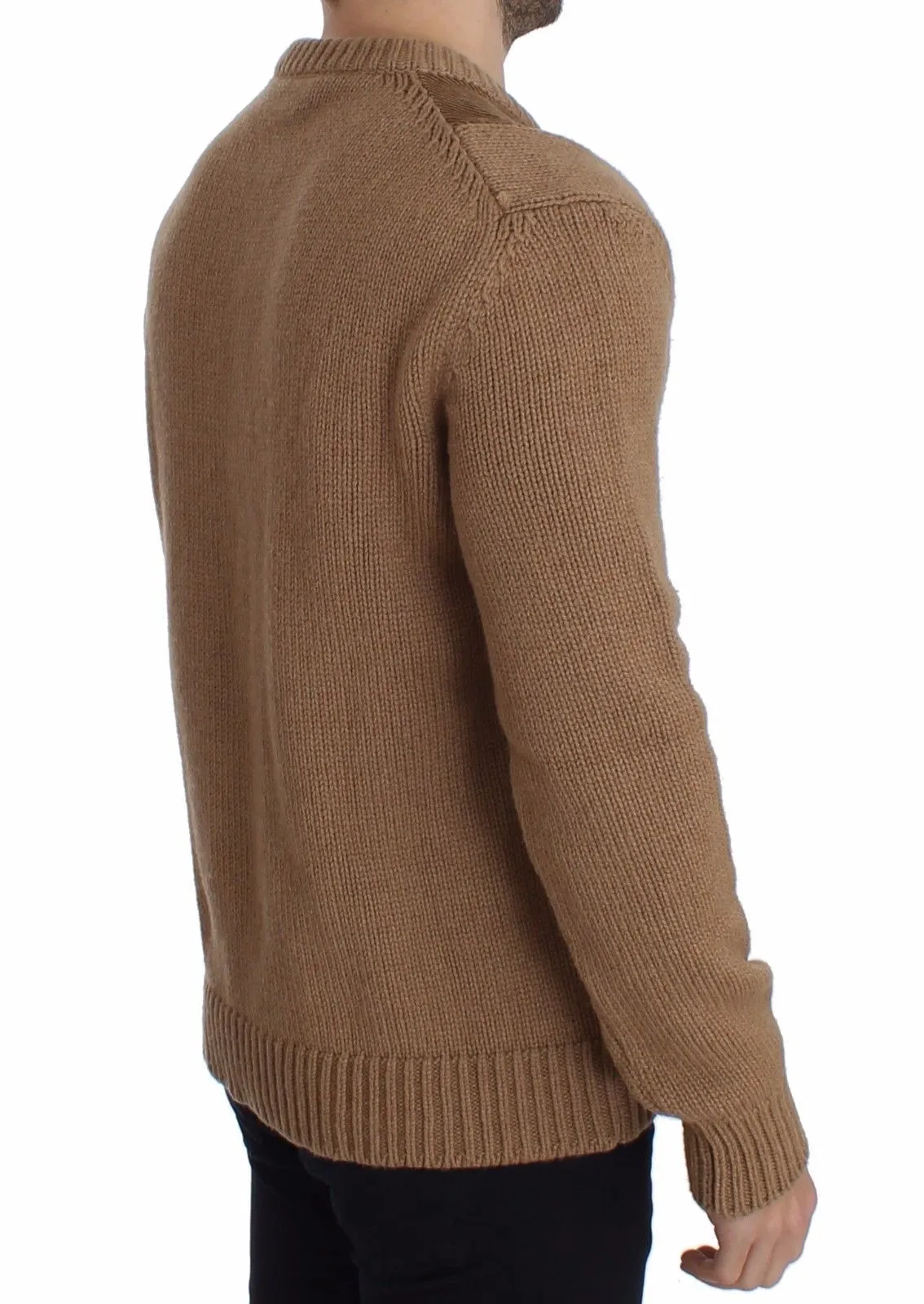 Brown Camel Wool Knitted Sweater Pullover