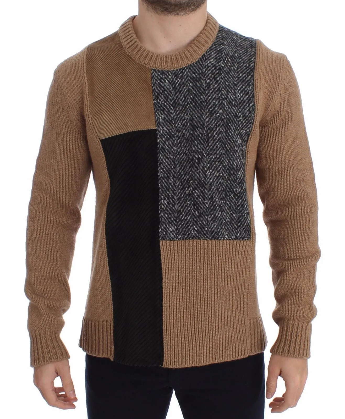 Brown Camel Wool Knitted Sweater Pullover