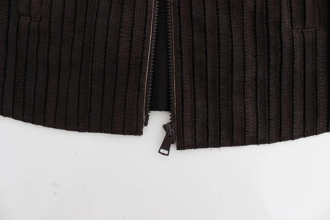 Brown Leather Jacket Biker Coat