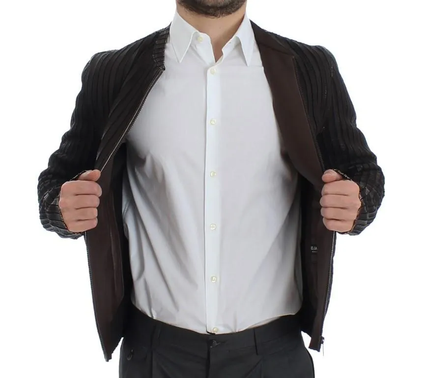 Brown Leather Jacket Biker Coat