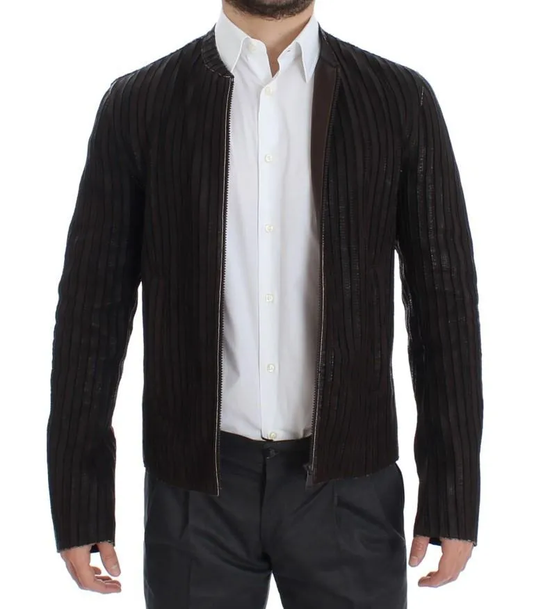Brown Leather Jacket Biker Coat