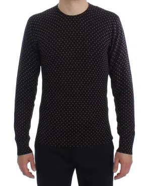 Brown Polka Dot Silk Pullover Sweater