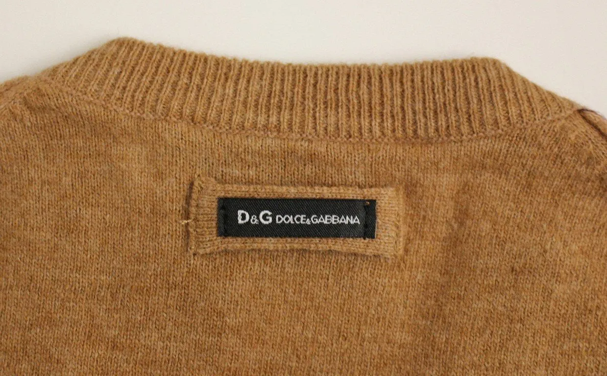 Brown Wool Blend Sleeveless Vest Sweater