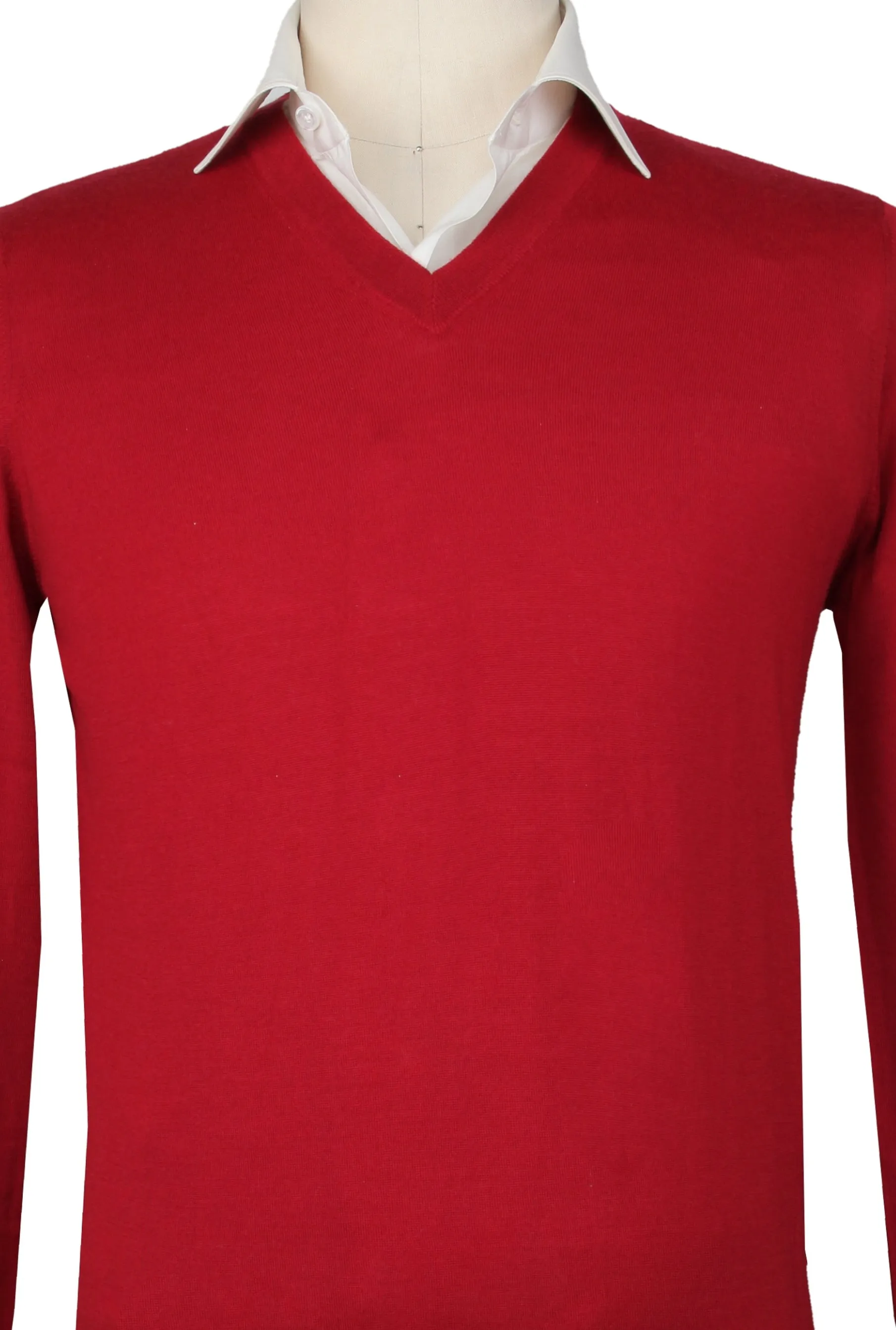 Brunello Cucinelli Red V-Neck Sweater