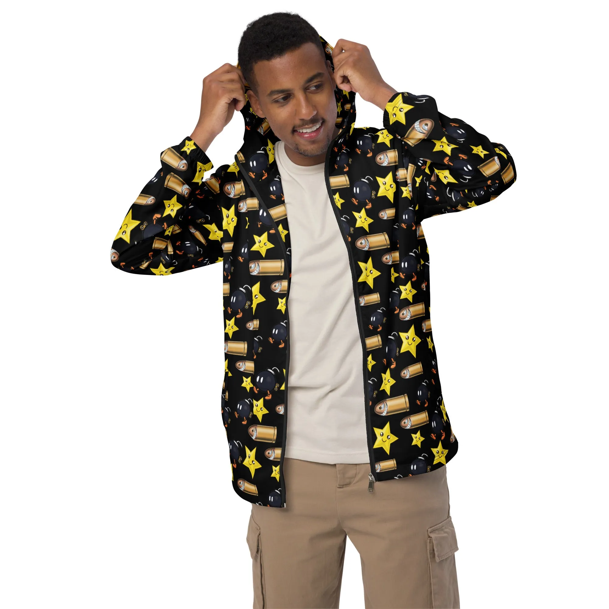 Bullet Bomb Star Men’s Windbreaker - Black