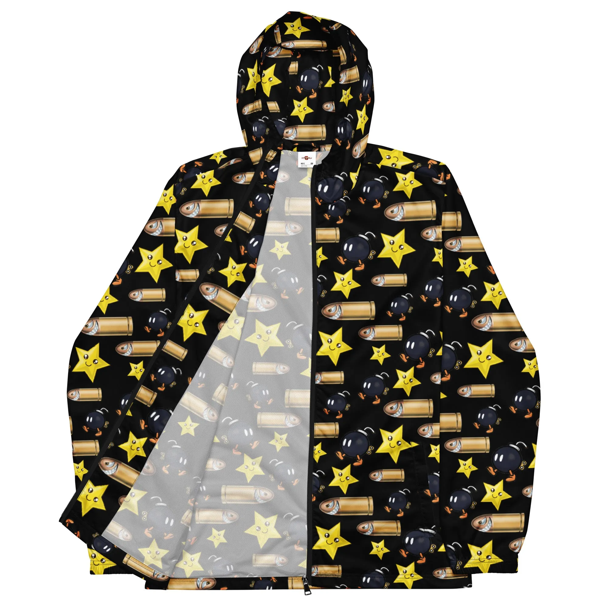 Bullet Bomb Star Men’s Windbreaker - Black