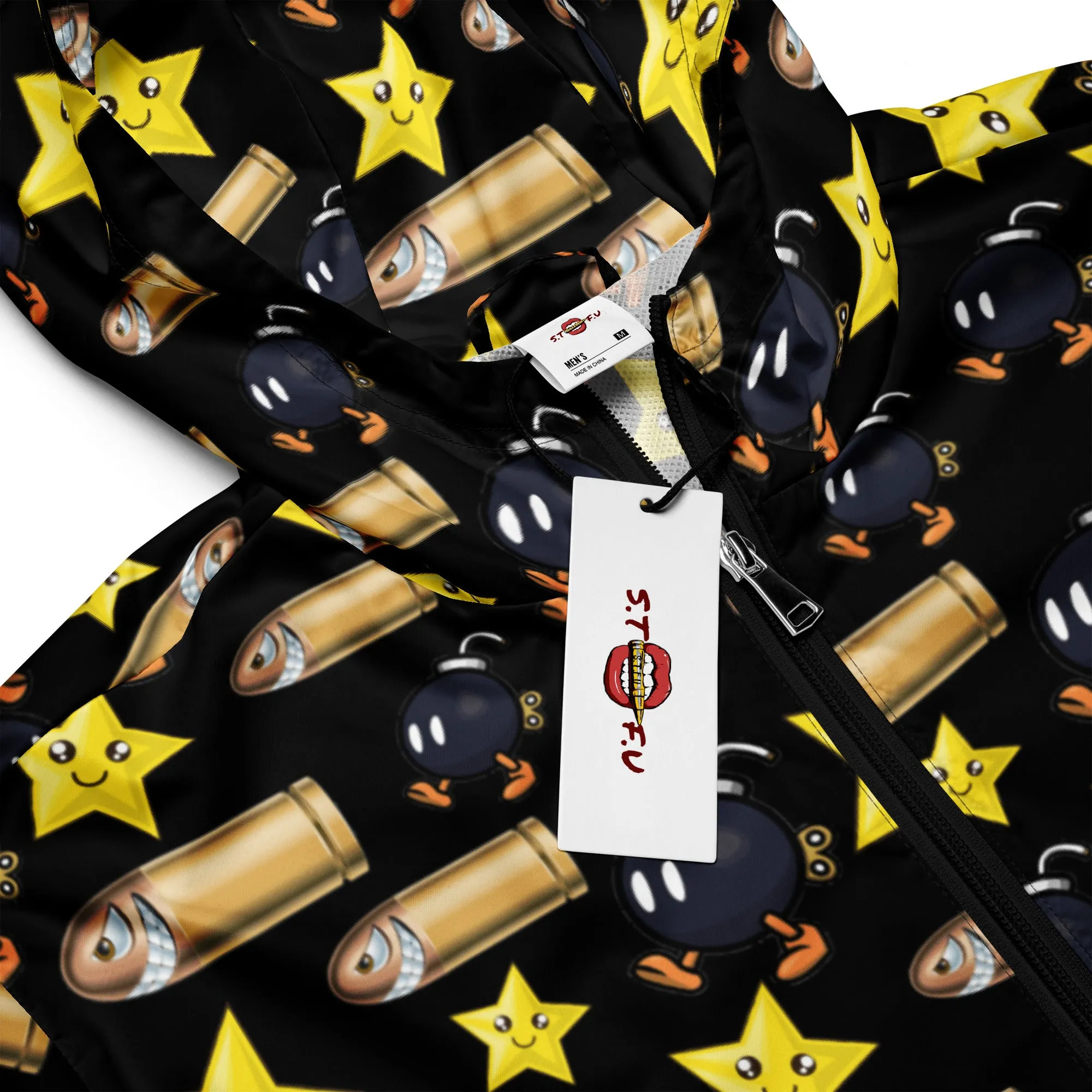 Bullet Bomb Star Men’s Windbreaker - Black