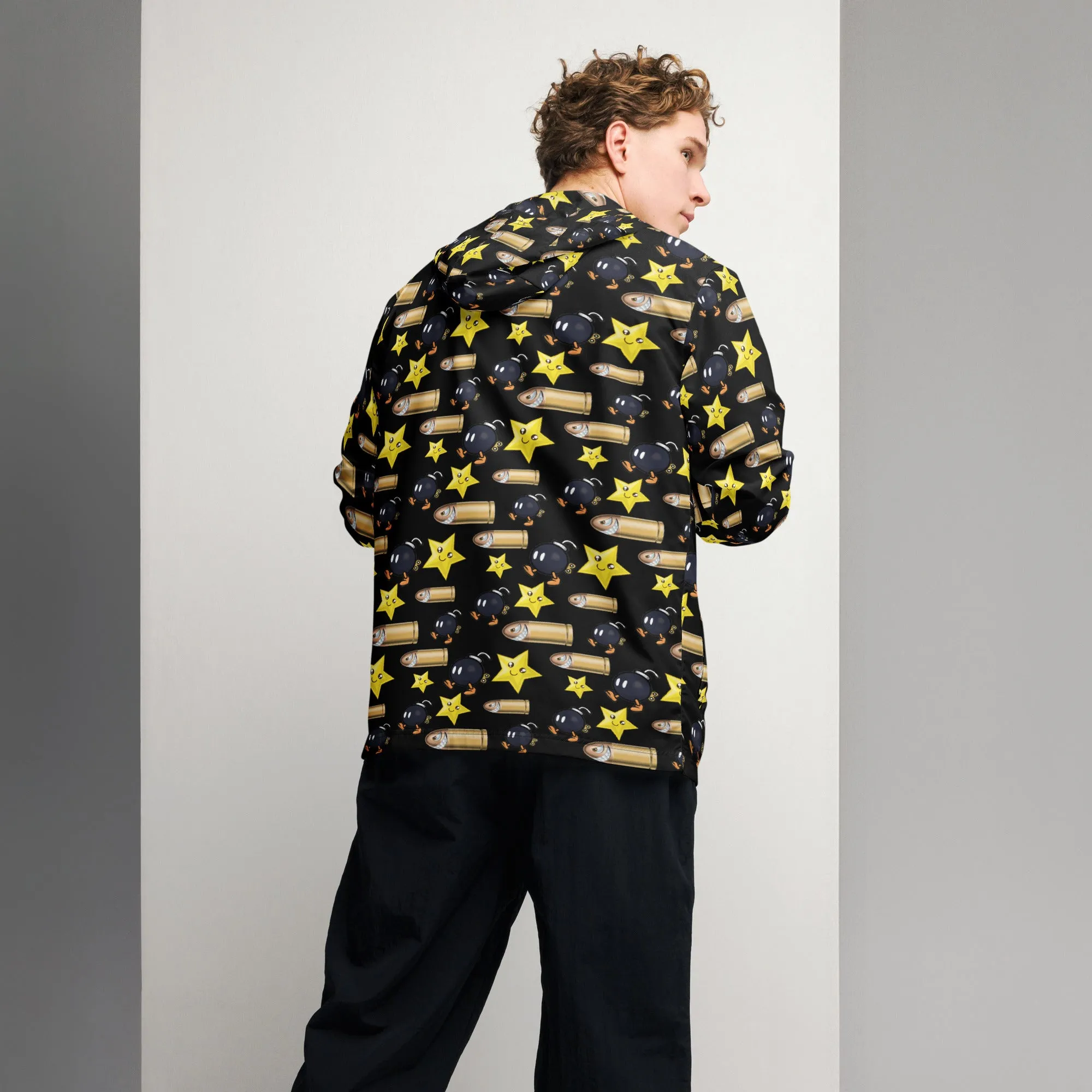Bullet Bomb Star Men’s Windbreaker - Black