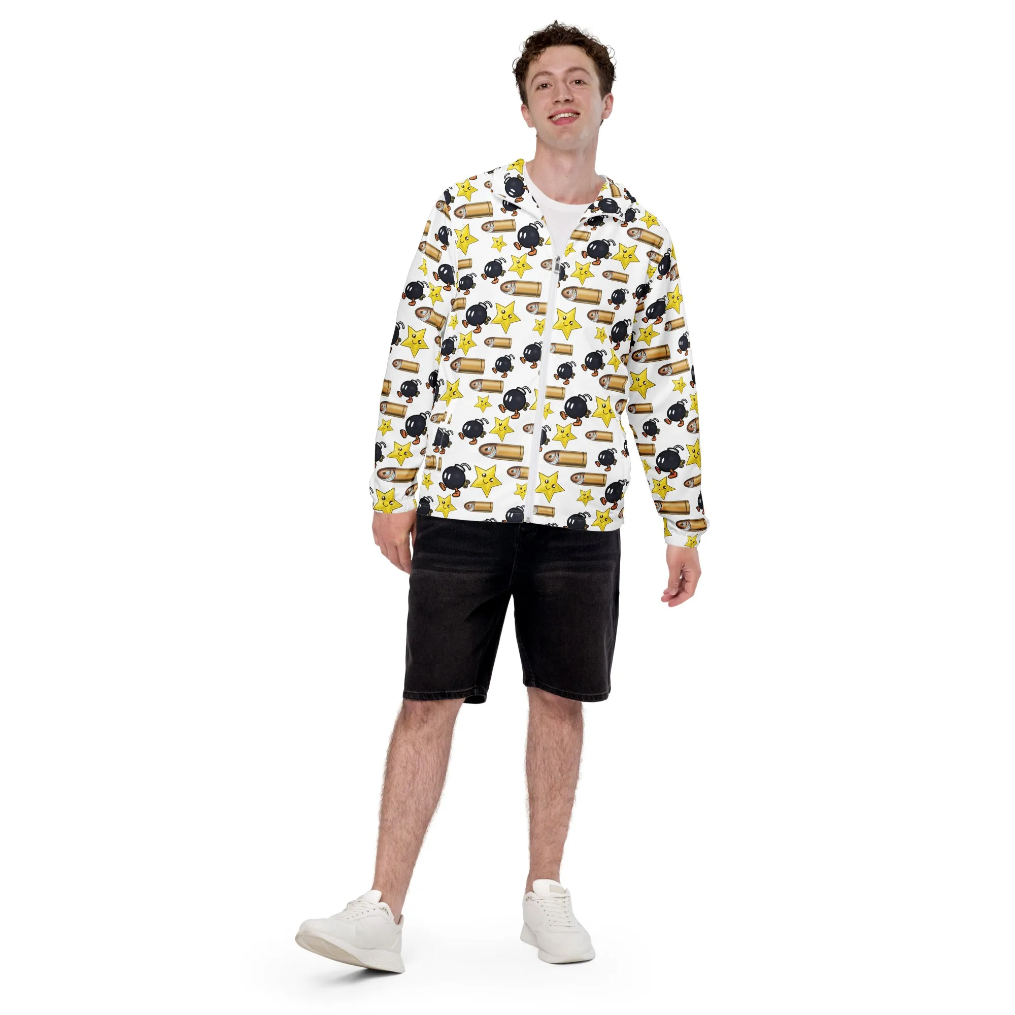 Bullet Bomb Star Men’s Windbreaker - White