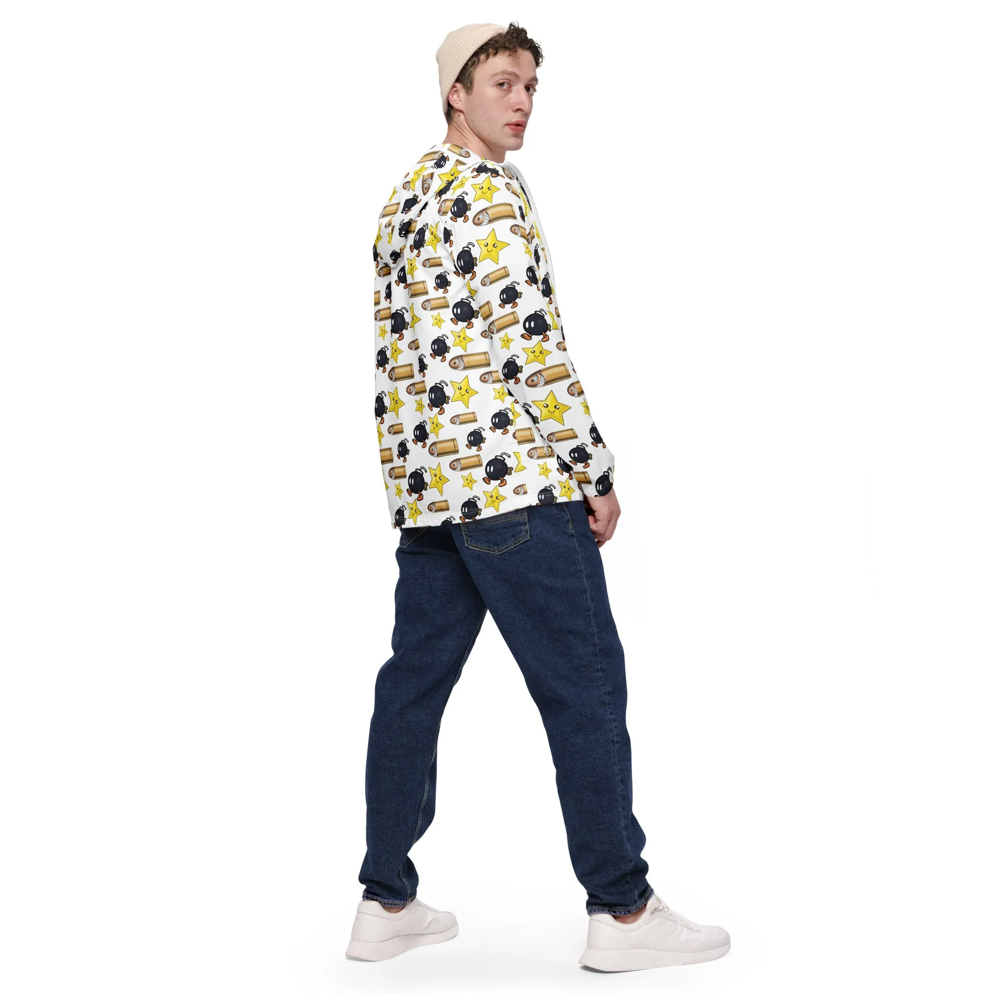 Bullet Bomb Star Men’s Windbreaker - White