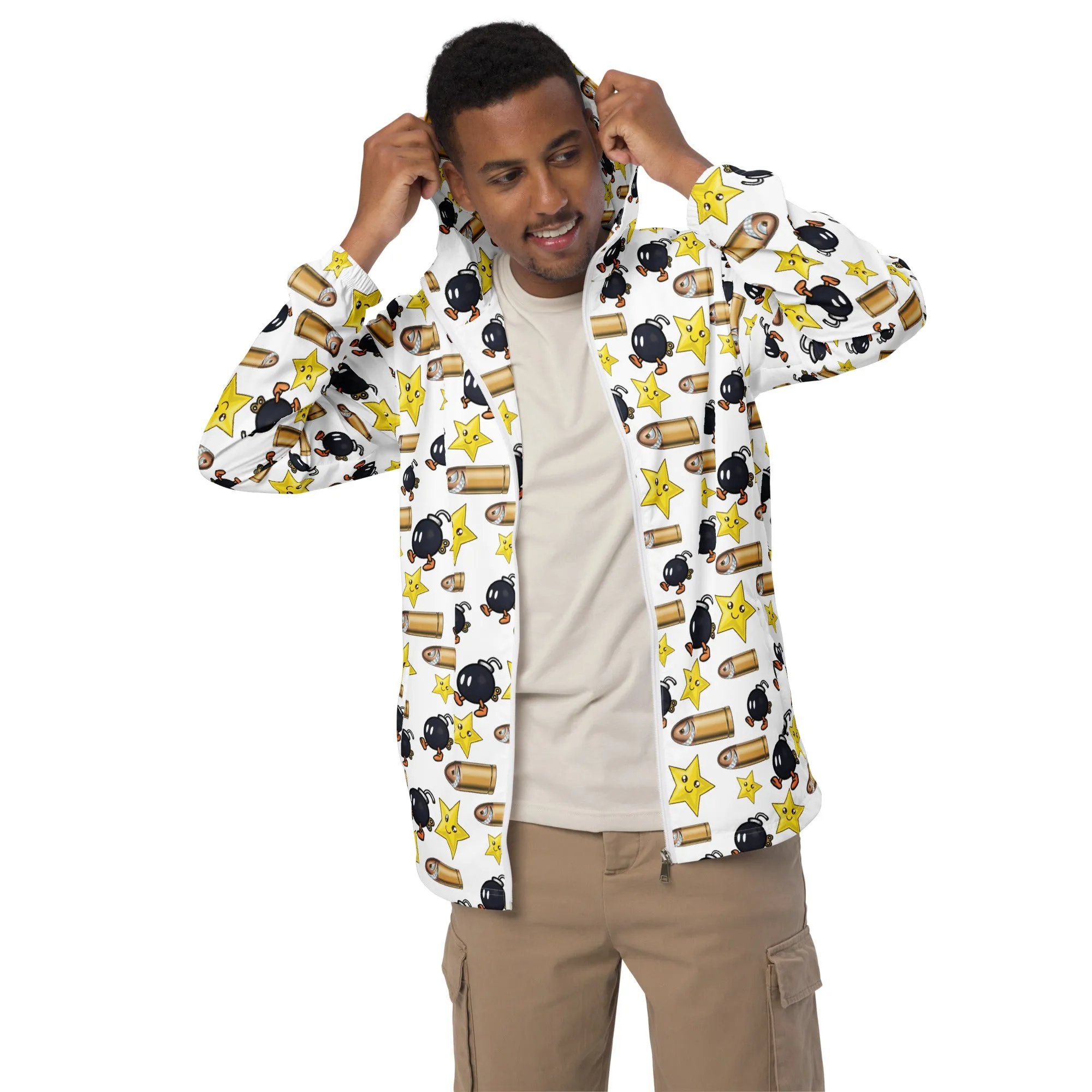 Bullet Bomb Star Men’s Windbreaker - White