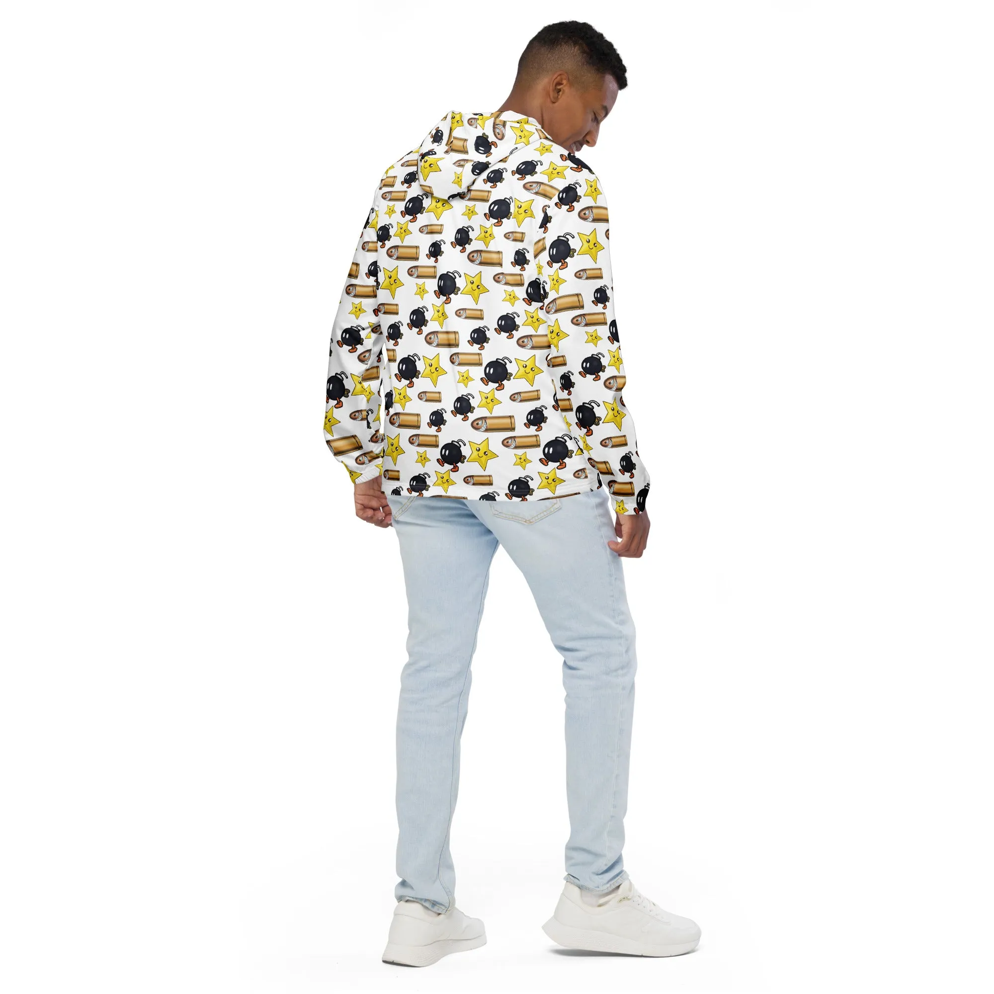 Bullet Bomb Star Men’s Windbreaker - White