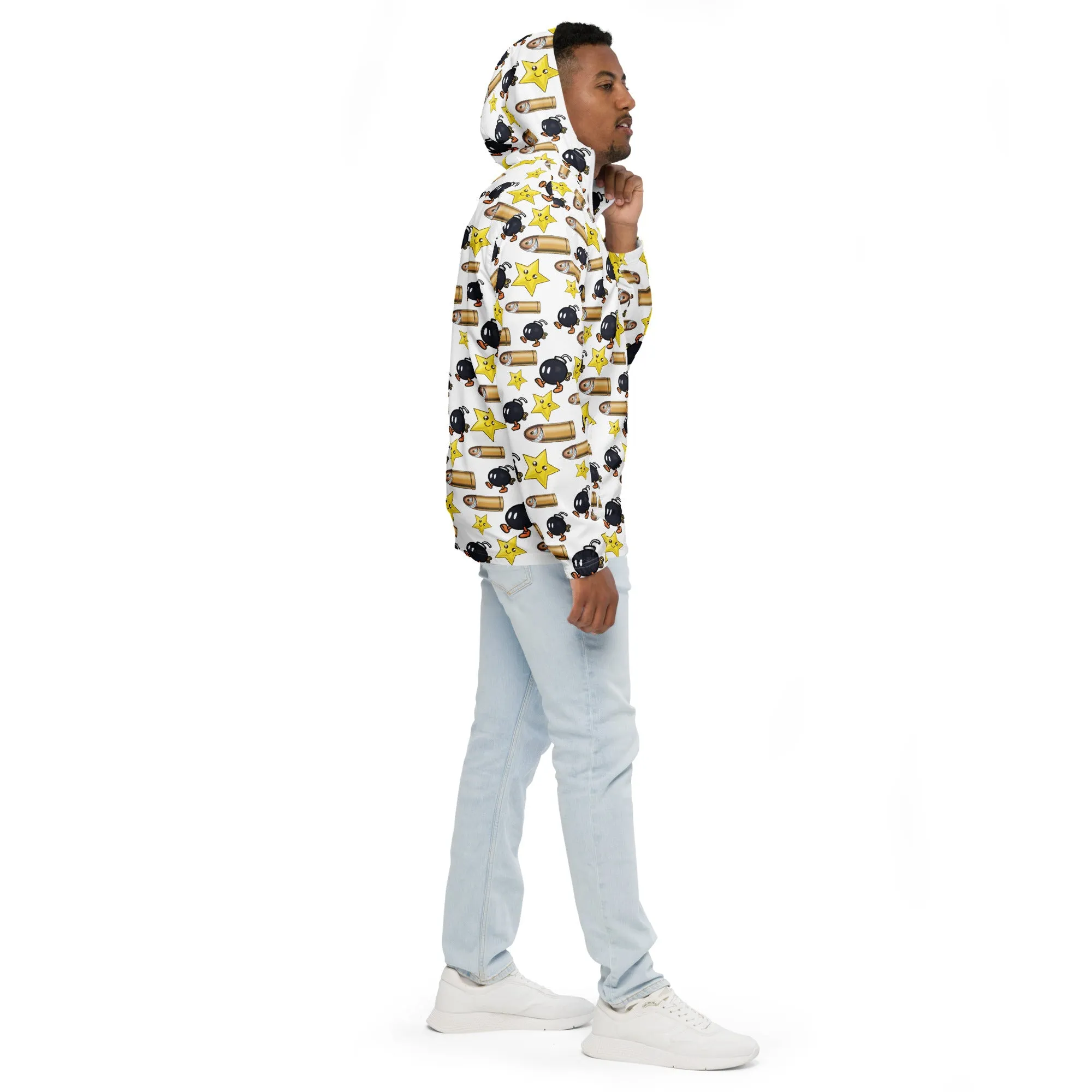 Bullet Bomb Star Men’s Windbreaker - White