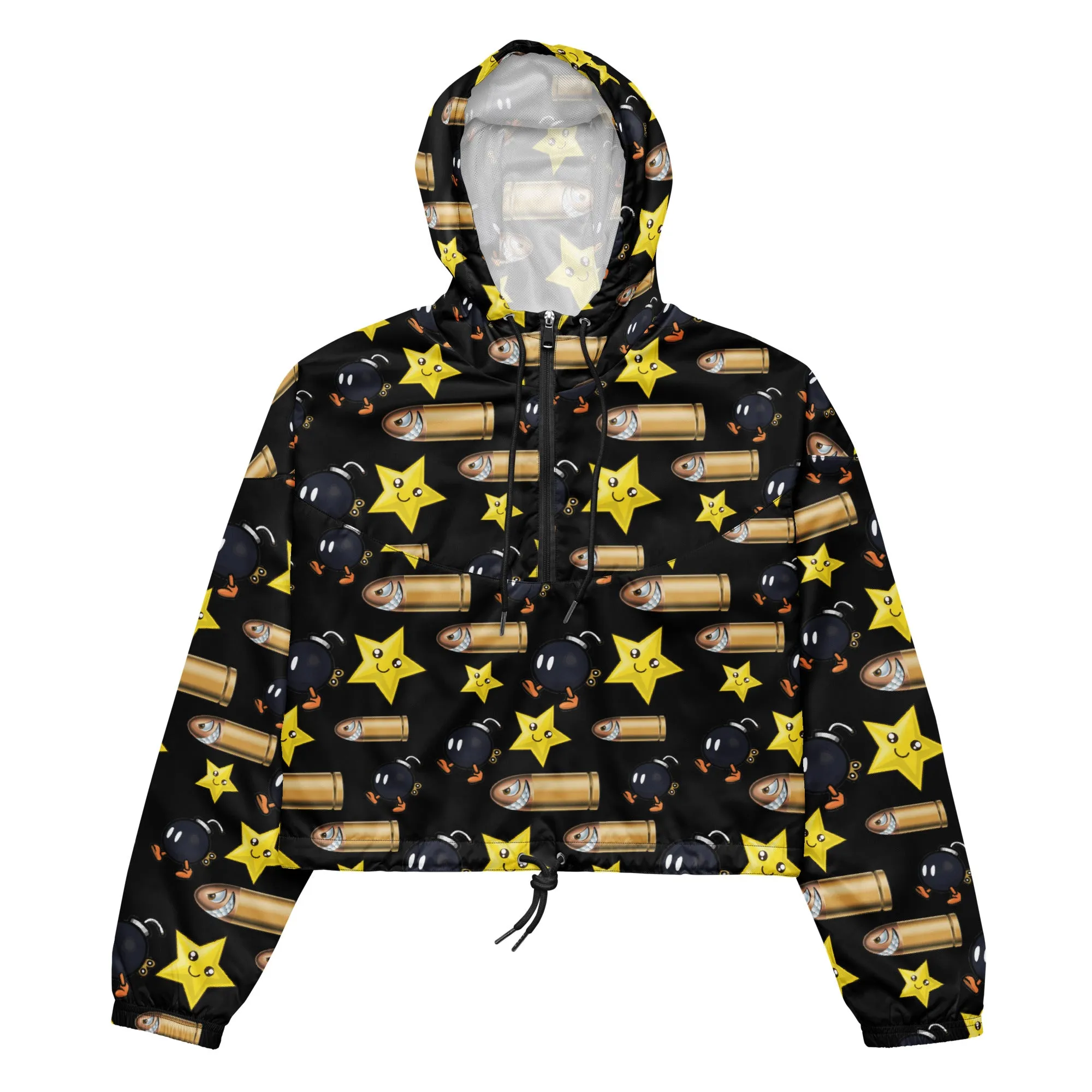 Bullet Bomb Star Women’s Cropped Windbreaker - Black